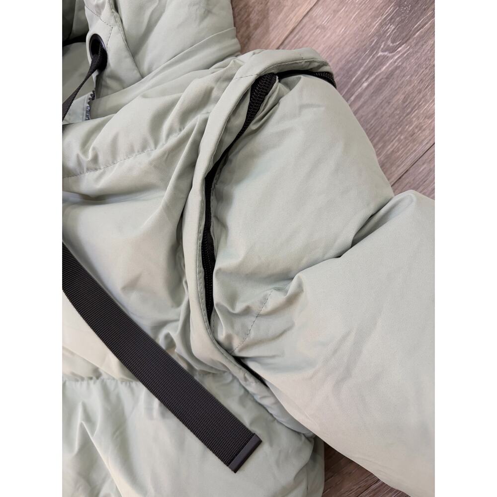 Saint & Sinner Long Puffer Coat Hooded Green Zip Jacket Women M - Picture 6 of 9